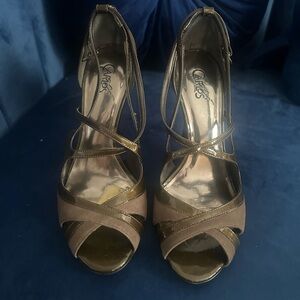 Carlos by Carlos Santana Grey and Brown Strappy Heels Fusion-Grey Goose